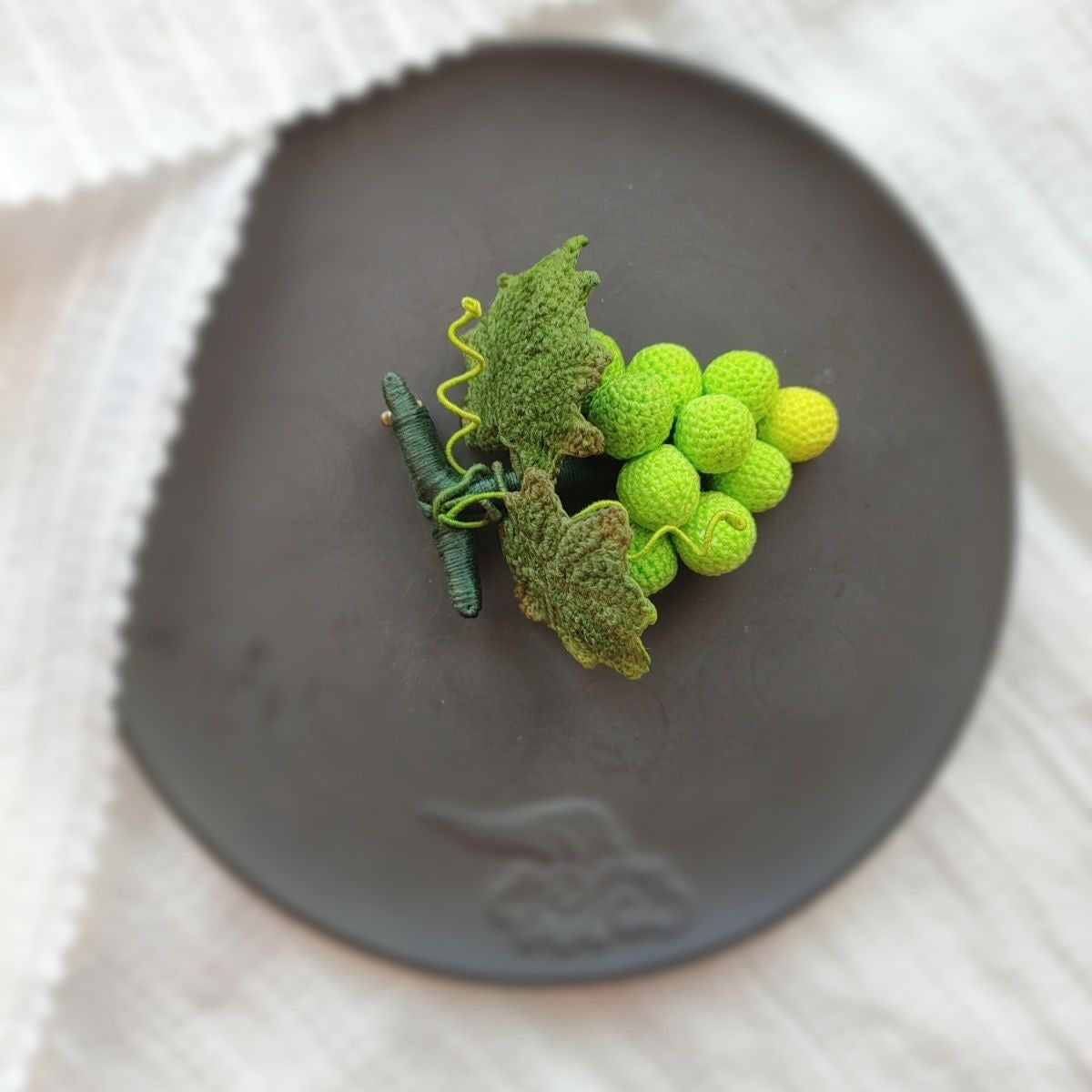 Bunch of Grapes with Leaves Brooch | Micro Crochet